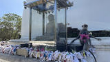 Una scimmia ruba le offerte nel tempio di Katharagama